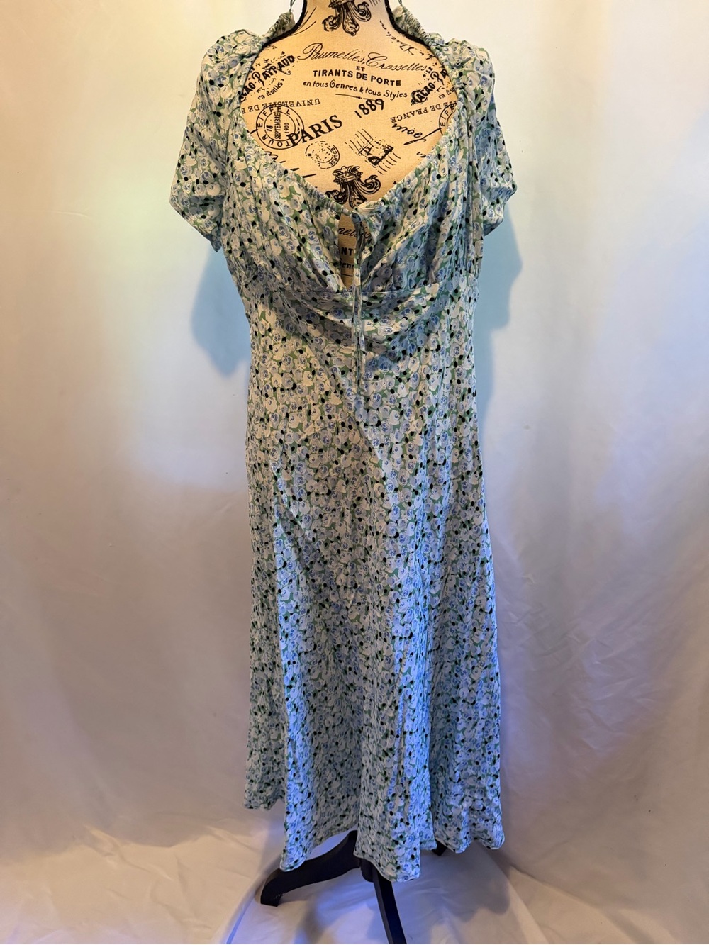 a new day Light Blue Floral Maxi Dress with Draped V-Neck